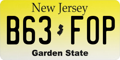 NJ license plate B63FOP