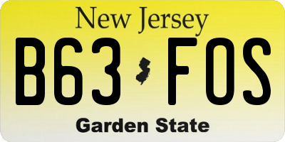 NJ license plate B63FOS