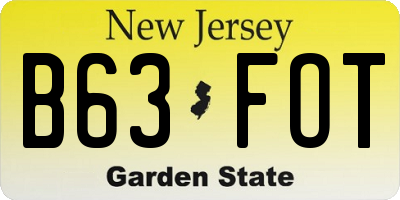 NJ license plate B63FOT