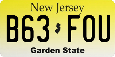 NJ license plate B63FOU