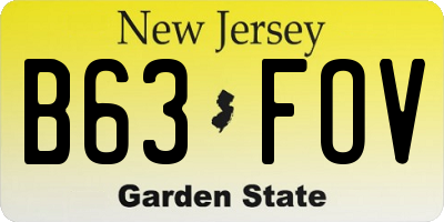 NJ license plate B63FOV