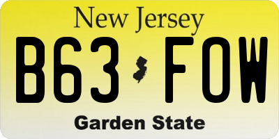 NJ license plate B63FOW