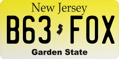 NJ license plate B63FOX