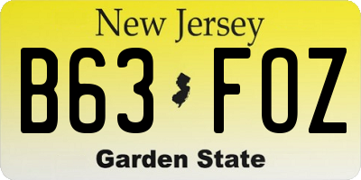 NJ license plate B63FOZ
