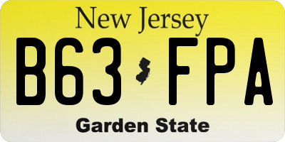 NJ license plate B63FPA