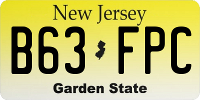 NJ license plate B63FPC