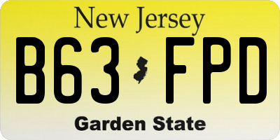 NJ license plate B63FPD