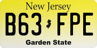 NJ license plate B63FPE