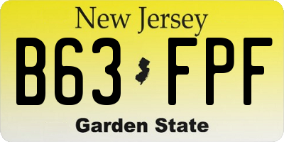 NJ license plate B63FPF