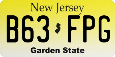 NJ license plate B63FPG