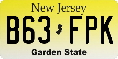 NJ license plate B63FPK