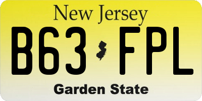 NJ license plate B63FPL