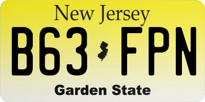 NJ license plate B63FPN