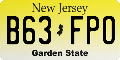 NJ license plate B63FPO