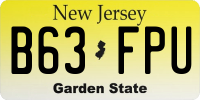 NJ license plate B63FPU