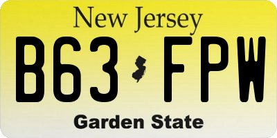 NJ license plate B63FPW