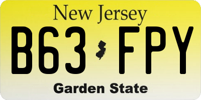 NJ license plate B63FPY