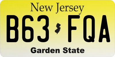 NJ license plate B63FQA