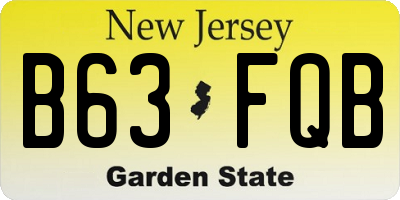 NJ license plate B63FQB
