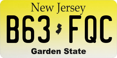 NJ license plate B63FQC