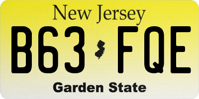 NJ license plate B63FQE