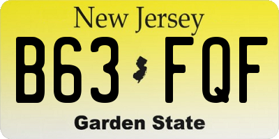 NJ license plate B63FQF