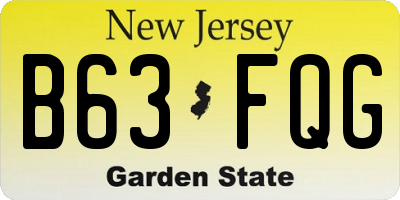 NJ license plate B63FQG