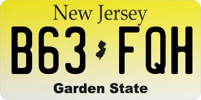 NJ license plate B63FQH