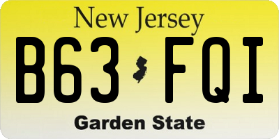 NJ license plate B63FQI