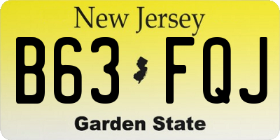 NJ license plate B63FQJ