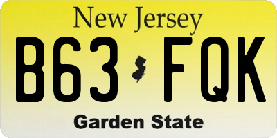 NJ license plate B63FQK