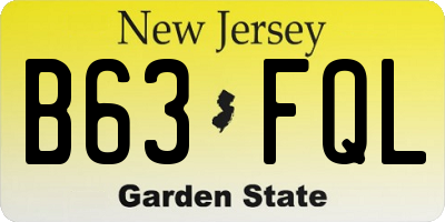 NJ license plate B63FQL