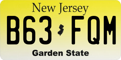 NJ license plate B63FQM
