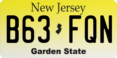 NJ license plate B63FQN
