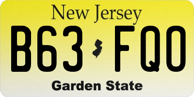 NJ license plate B63FQO