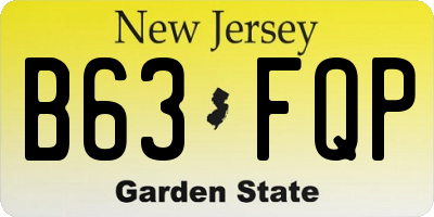 NJ license plate B63FQP