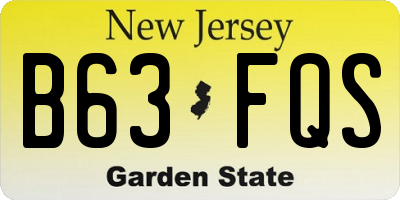 NJ license plate B63FQS