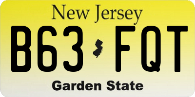 NJ license plate B63FQT