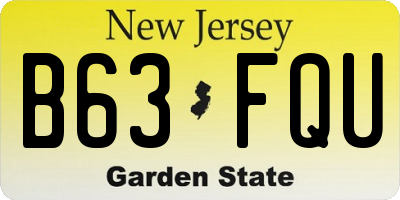 NJ license plate B63FQU