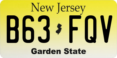 NJ license plate B63FQV