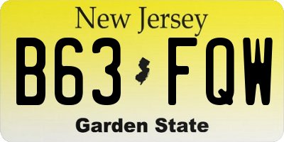 NJ license plate B63FQW