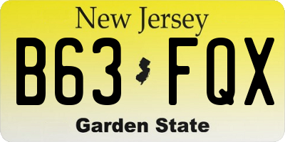 NJ license plate B63FQX