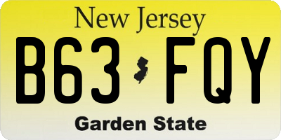 NJ license plate B63FQY