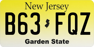 NJ license plate B63FQZ