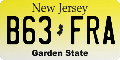 NJ license plate B63FRA