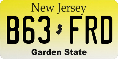 NJ license plate B63FRD