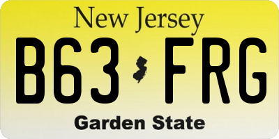NJ license plate B63FRG