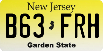 NJ license plate B63FRH