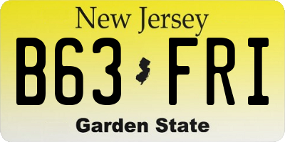 NJ license plate B63FRI