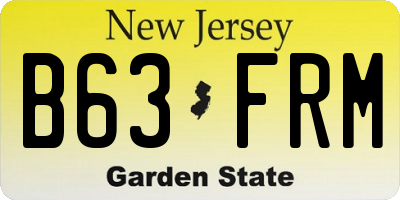 NJ license plate B63FRM